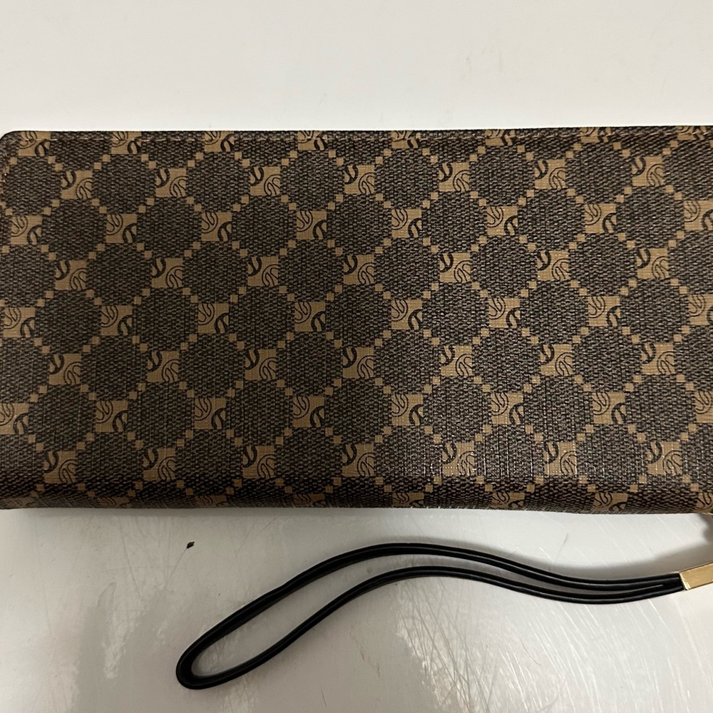 Brown Patterned Wristlet